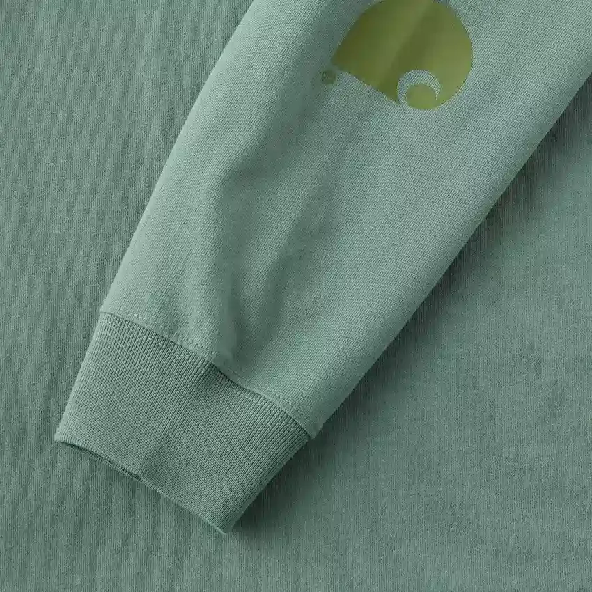 T-shirt masculina Dearborn de corte largo, tecido pesado e manguitos longos com logótipo