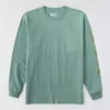 T-shirt masculina Dearborn de corte largo, tecido pesado e manguitos longos com logótipo