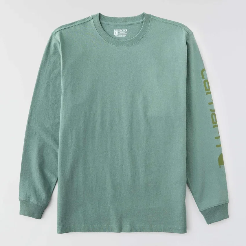 T-shirt masculina Dearborn de corte largo, tecido pesado e manguitos longos com logótipo