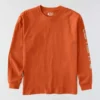 T-shirt masculina Dearborn de corte largo, tecido pesado e manguitos longos com logótipo