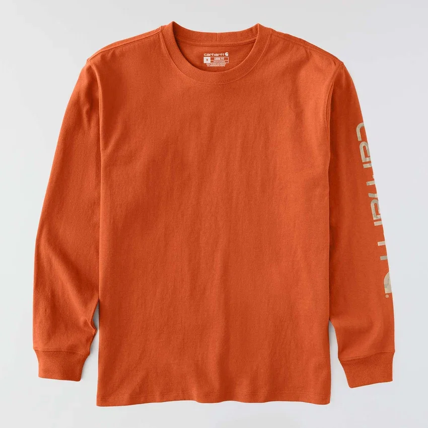 T-shirt masculina Dearborn de corte largo, tecido pesado e manguitos longos com logótipo