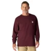 T-shirt masculina Dearborn de corte largo, tecido pesado, manguitos largos e bolso