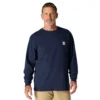 T-shirt masculina Dearborn de corte largo, tecido pesado, manguitos largos e bolso