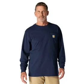 T-shirt masculina Dearborn de corte largo, tecido pesado, manguitos largos e bolso