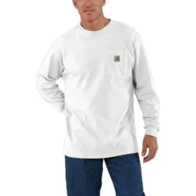 T-shirt masculina Dearborn de corte largo, tecido pesado, manguitos largos e bolso
