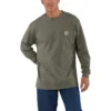 T-shirt masculina Dearborn de corte largo, tecido pesado, manguitos largos e bolso
