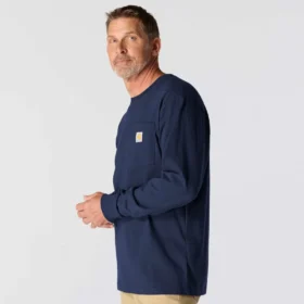 T-shirt masculina Dearborn de corte largo, tecido pesado, manguitos largos e bolso