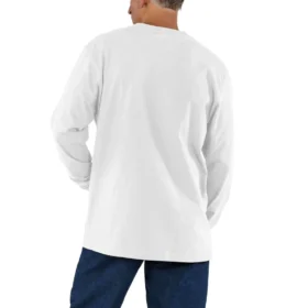 T-shirt masculina Dearborn de corte largo, tecido pesado, manguitos largos e bolso