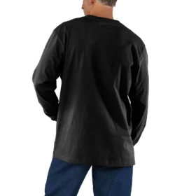 T-shirt masculina Dearborn de corte largo, tecido pesado, manguitos largos e bolso