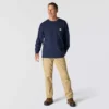 T-shirt masculina Dearborn de corte largo, tecido pesado, manguitos largos e bolso