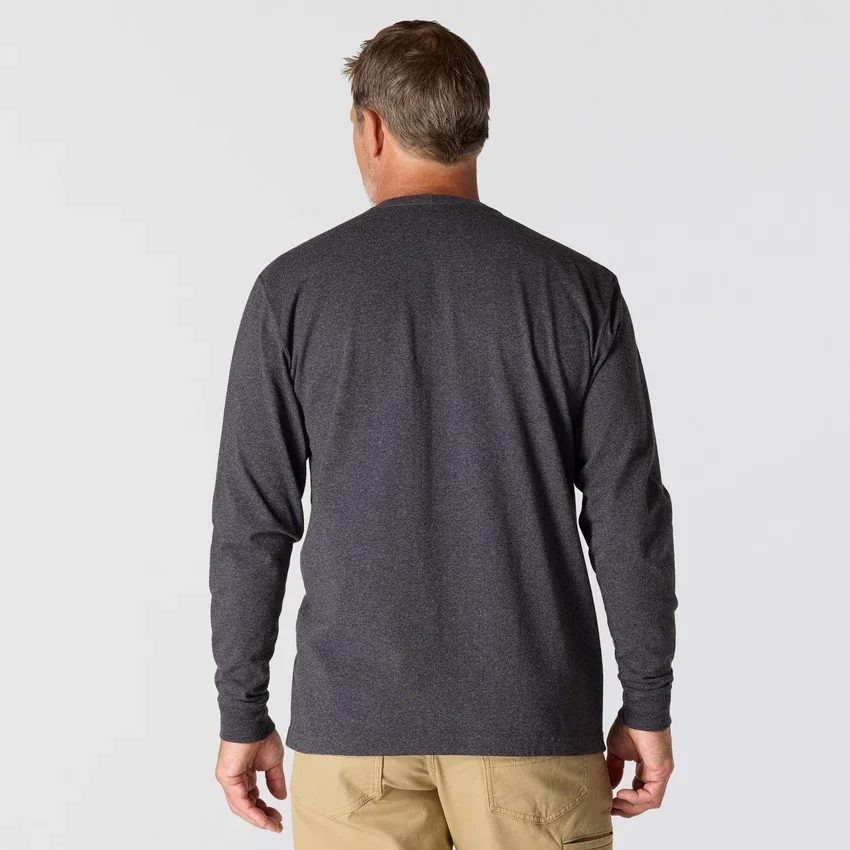 T-shirt masculina Dearborn de corte largo, tecido pesado, manguitos largos e bolso