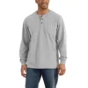 T-shirt masculina Dearborn de corte largo, tecido pesado, manguitos longos, estilo Henley com bolso