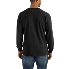 T-shirt masculina Dearborn de corte largo, tecido pesado, manguitos longos, estilo Henley com bolso