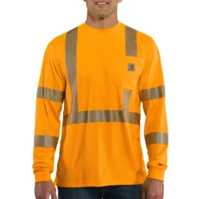 T-shirt masculina Force de alta visibilidade, corte descontraído e manguitos longos, Classe 3