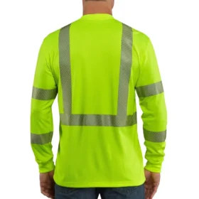 T-shirt masculina Force de alta visibilidade, corte descontraído e manguitos longos, Classe 3