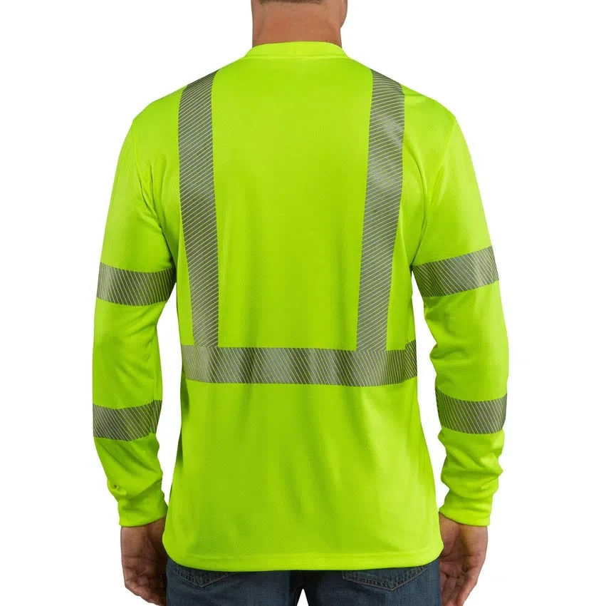 T-shirt masculina Force de alta visibilidade, corte descontraído e manguitos longos, Classe 3