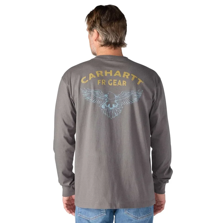 T-shirt masculina Force Irvine Fr de manguitos compridos com absorção de humidade e logótipo Eagle - Camisas resistentes ao fogo