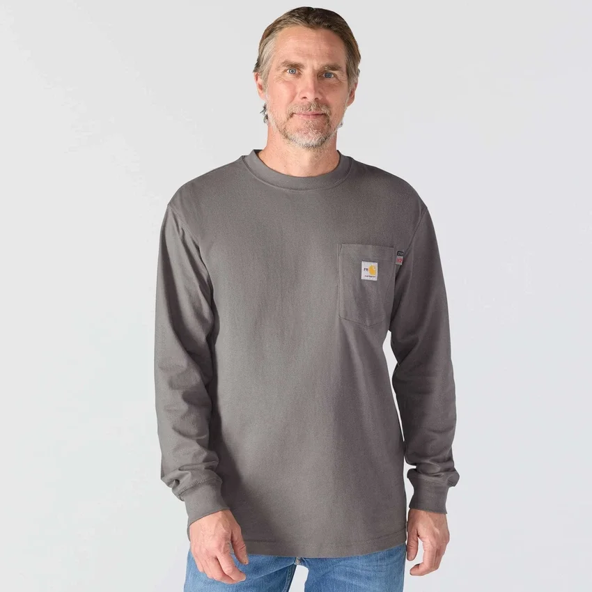T-shirt masculina Force Irvine Fr de manguitos compridos com absorção de humidade e logótipo Eagle - Camisas resistentes ao fogo