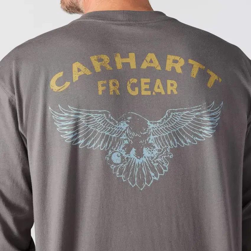 T-shirt masculina Force Irvine Fr de manguitos compridos com absorção de humidade e logótipo Eagle - Camisas resistentes ao fogo
