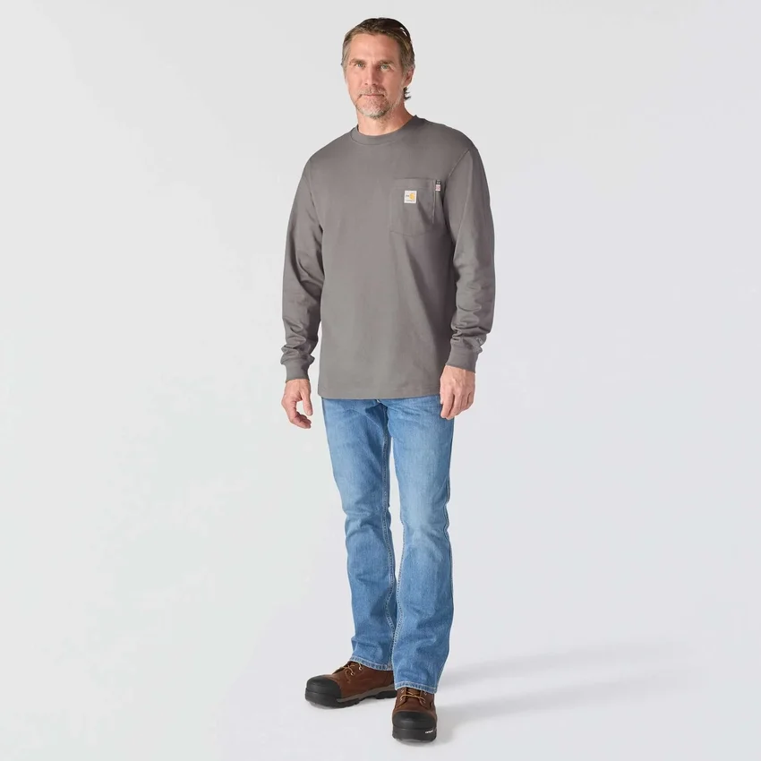 T-shirt masculina Force Irvine Fr de manguitos compridos com absorção de humidade e logótipo Eagle - Camisas resistentes ao fogo
