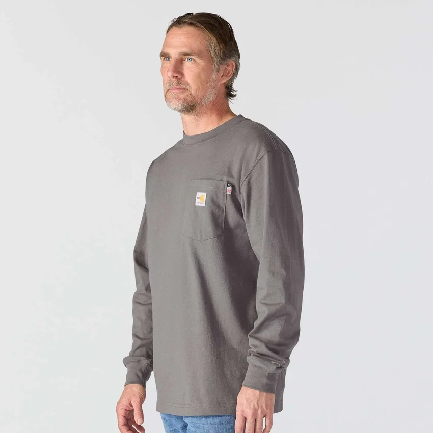 T-shirt masculina Force Irvine Fr de manguitos compridos com absorção de humidade e logótipo Eagle - Camisas resistentes ao fogo
