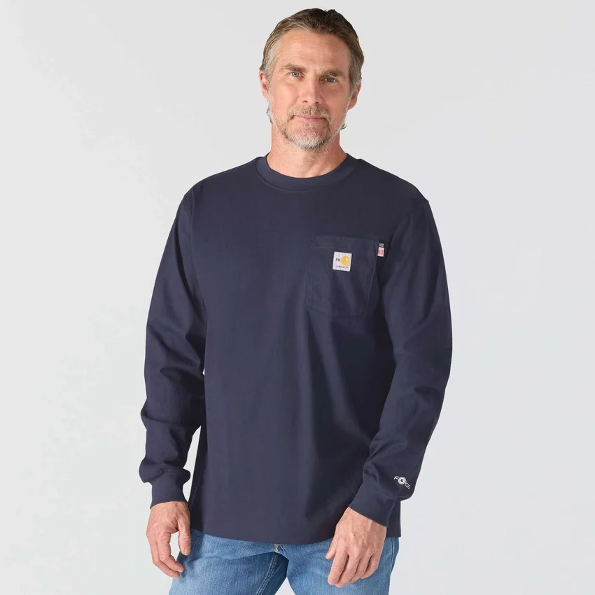 T-shirt masculina Force Irvine FR de manguitos compridos com estampado de plataforma petrolífera - Camisas resistentes ao fogo