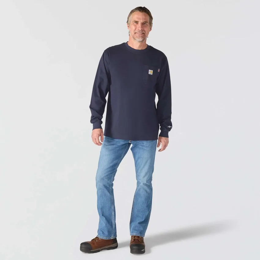 T-shirt masculina Force Irvine FR de manguitos compridos com estampado de plataforma petrolífera - Camisas resistentes ao fogo