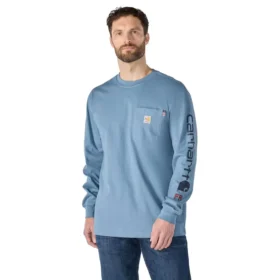 T-shirt masculina FR Force Irvine de corte largo e manguitos compridos com logótipo - Camisas resistentes ao fogo