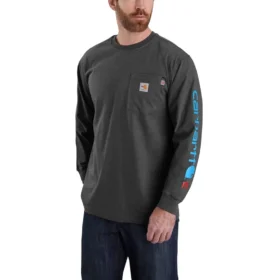 T-shirt masculina FR Force Irvine de corte largo e manguitos compridos com logótipo - Camisas resistentes ao fogo
