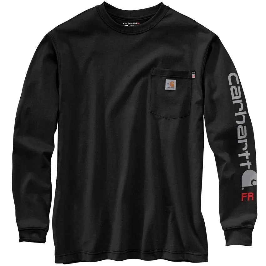 T-shirt masculina FR Force Irvine de corte largo e manguitos compridos com logótipo - Camisas resistentes ao fogo