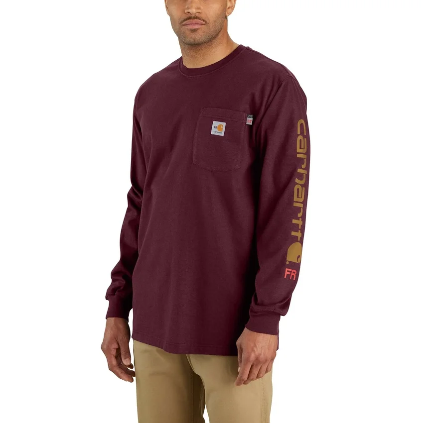 T-shirt masculina FR Force Irvine de corte largo e manguitos compridos com logótipo - Camisas resistentes ao fogo