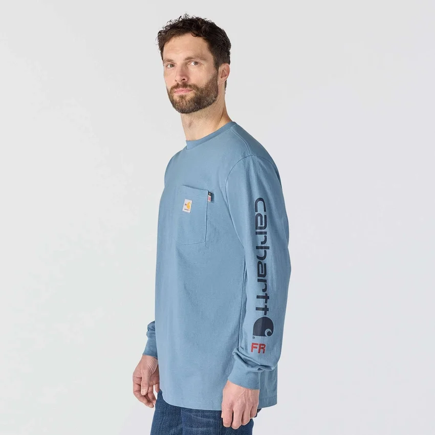 T-shirt masculina FR Force Irvine de corte largo e manguitos compridos com logótipo - Camisas resistentes ao fogo